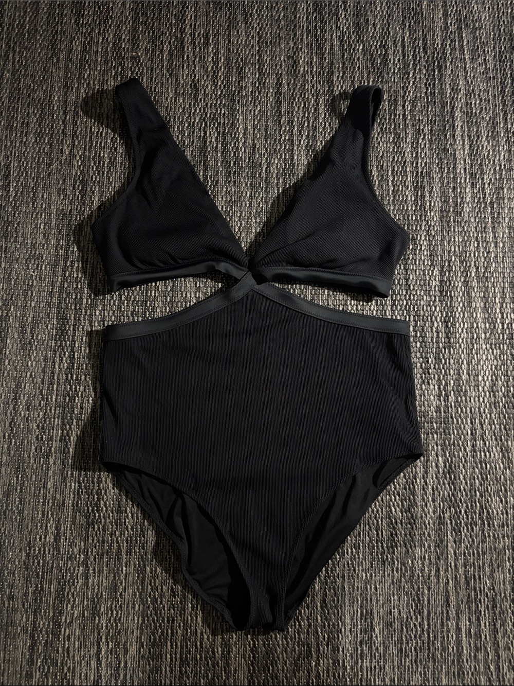 Aerie One Piece Swimsuit Full Coverage Ribbed Black Size XL Long